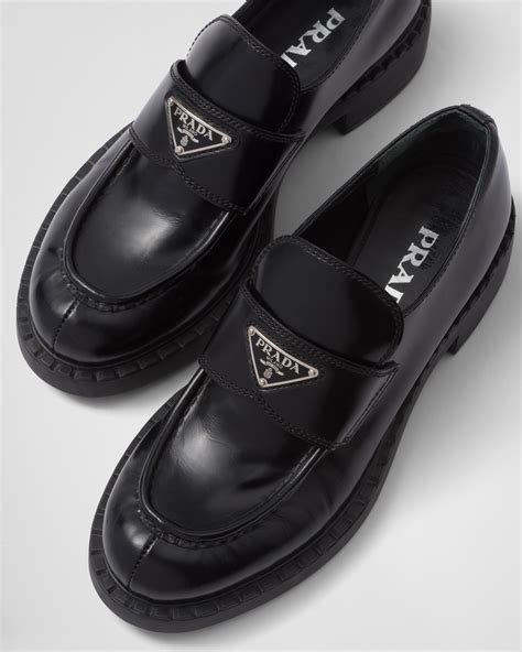 prada brushed leather loafers women|Prada patent leather loafers women's.